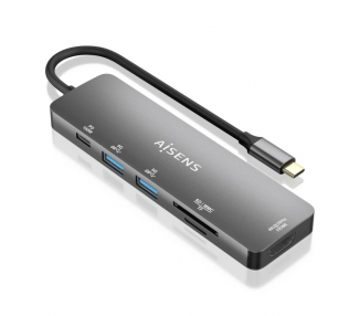 USB C DOCK AISENS 6 EN 1 USB C A 1XHDMI 2XUSB A 1XUSB C PD 100W 15CM