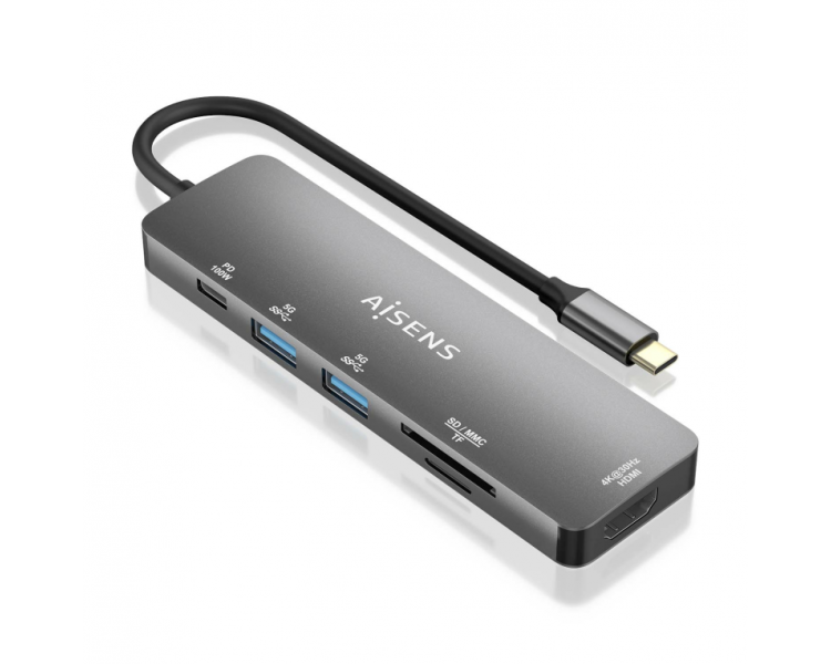 USB C DOCK AISENS 6 EN 1 USB C A 1XHDMI 2XUSB A 1XUSB C PD 100W 15CM