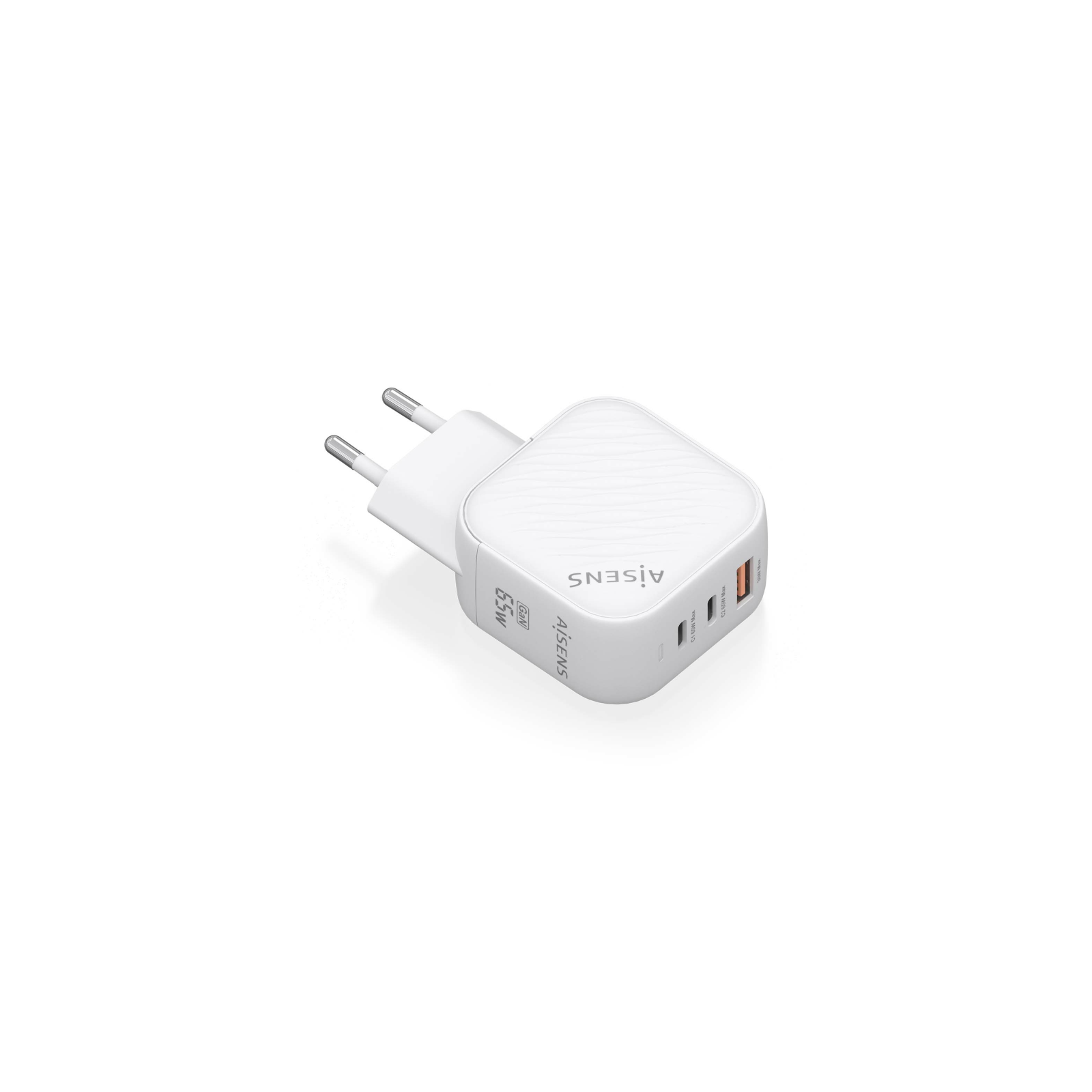 CARGADOR AISENS GAN 65W 2XUSB C PD30 QC40 1XUSB A QC30 BLANCO