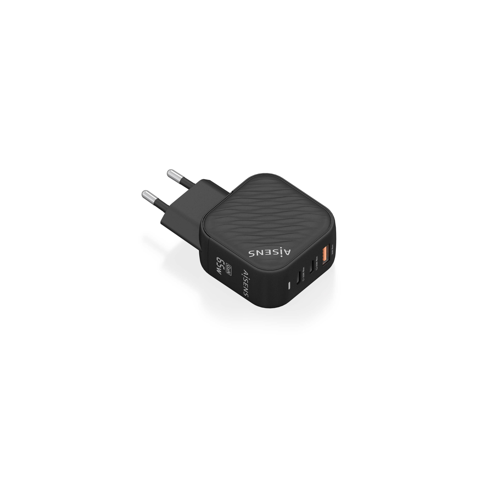 CARGADOR AISENS GAN 65W 2XUSB C PD30 QC40 1XUSB A QC30 NEGRO