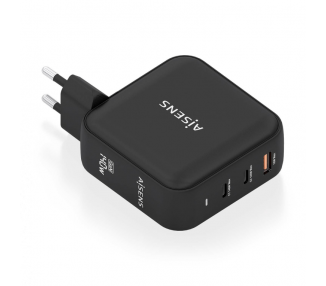 CARGADOR AISENS GAN 140W 2XUSB C PD31 QC40 1XUSB A QC30 NEGRO