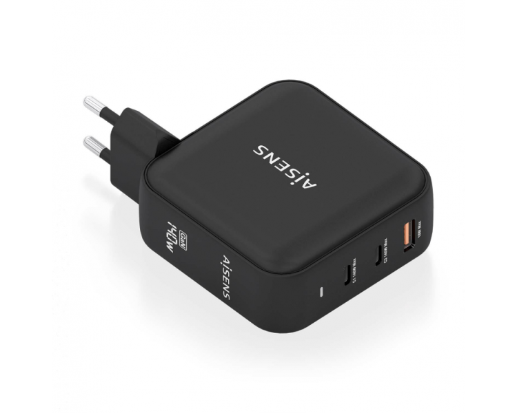 CARGADOR AISENS GAN 140W 2XUSB C PD31 QC40 1XUSB A QC30 NEGRO