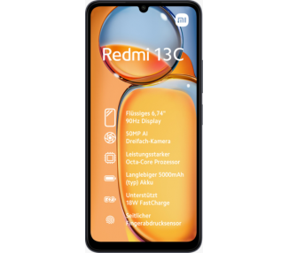 SMARTPHONE XIAOMI REDMI 13C NFC 674 4G HD DUALSIM A130 6GB 128GB BLACK