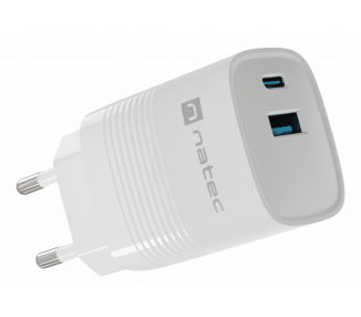 CARGADOR NATEC RIBERA GAN 30W PD30 QC30 1XUSB A 1XUSB C BLANCO