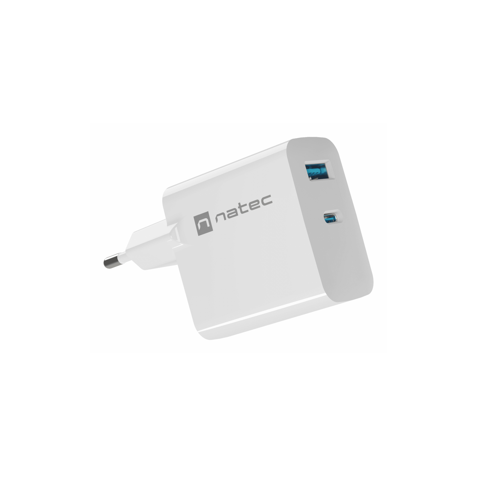 CARGADOR NATEC RIBERA GAN 45W PD30 QC30 1XUSB A 1XUSB C BLANCO