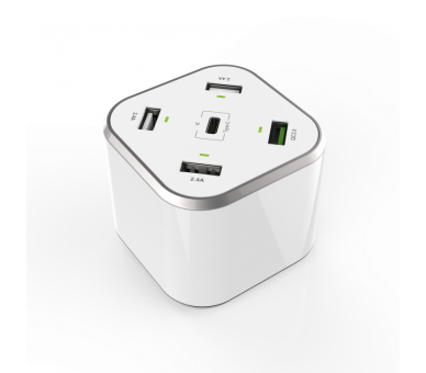 AISENS CARGADOR 48W 5 PUERTOS 3xUSB A 1xUSB C 1xUSB QC30 BLANCO