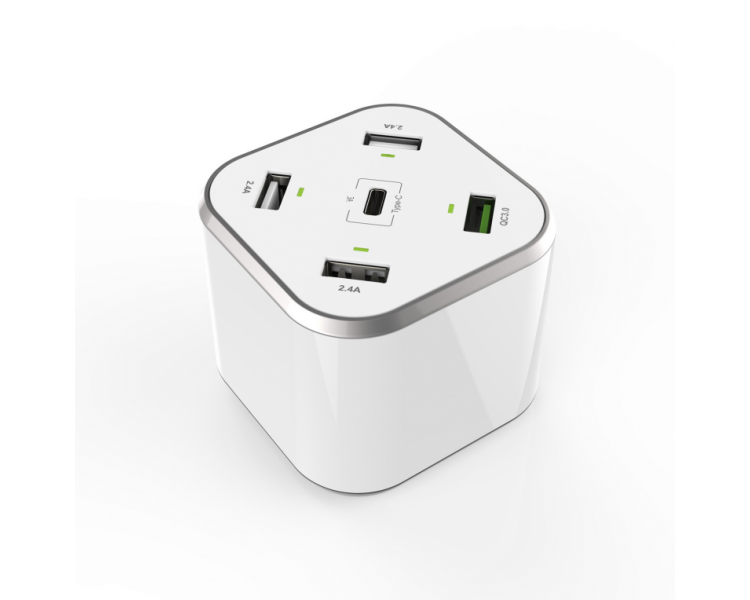 AISENS CARGADOR 48W 5 PUERTOS 3xUSB A 1xUSB C 1xUSB QC30 BLANCO