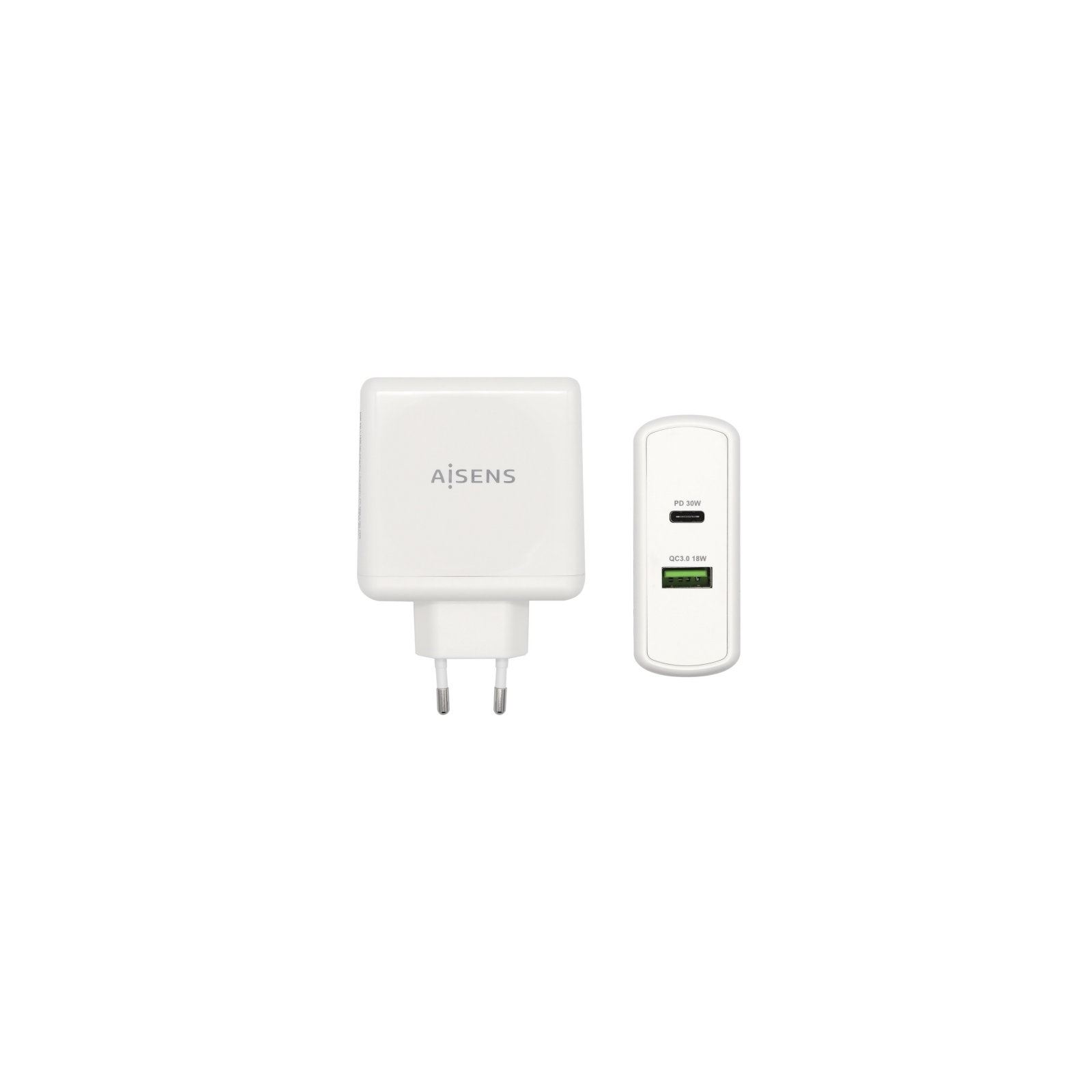 AISENS CARGADOR 48W 1xUSB C PD30 30W 1xUSB A QC30 18W BLANCO