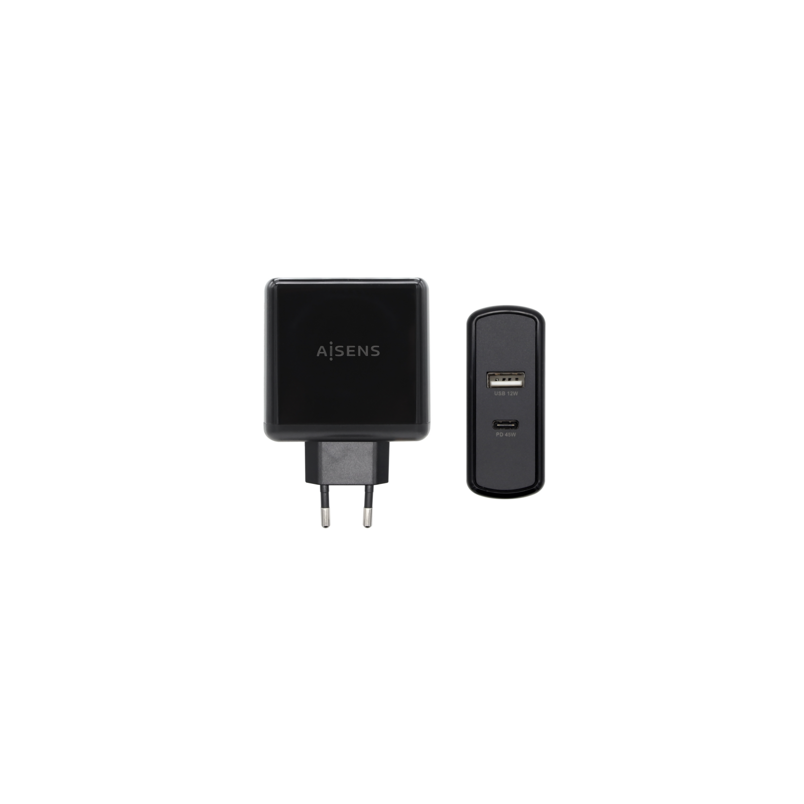 AISENS CARGADOR 57W 1xUSB C PD30 45W 1xUSB A 5V 24A 12W NEGRO