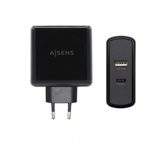 AISENS CARGADOR 57W 1xUSB C PD30 45W 1xUSB A 5V 24A 12W NEGRO