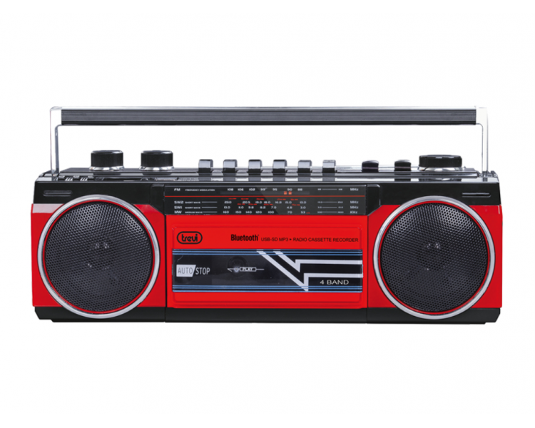 RADIO GRABADORA PORTaTIL USB SD BLUETOOTH CASSETTE TREVI RR 501 BT ROJO