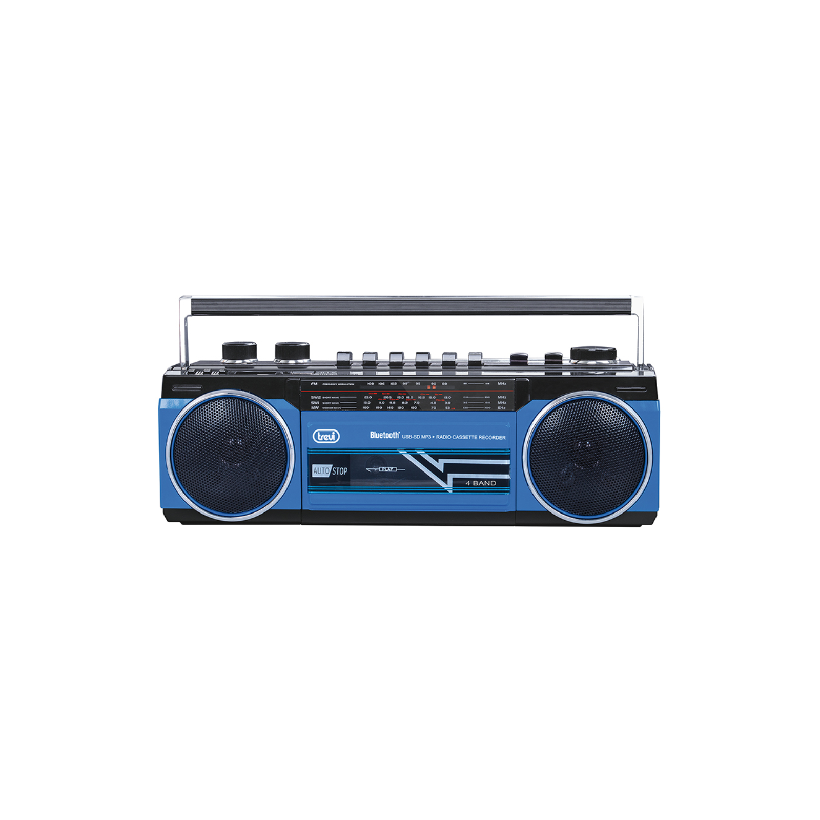 RADIO GRABADORA PORTaTIL USB SD BLUETOOTH CASSETTE TREVI RR 501 BT AZUL