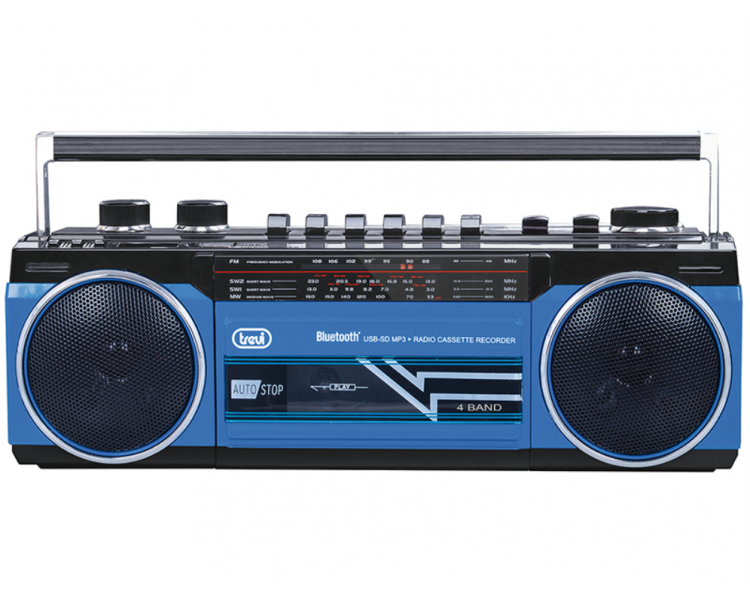 RADIO GRABADORA PORTaTIL USB SD BLUETOOTH CASSETTE TREVI RR 501 BT AZUL