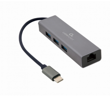 ADAPTADOR DE RED GEMBIRD USB C GIGABIT CON CONCENTRADOR USB 31 DE 3 PUERTOS