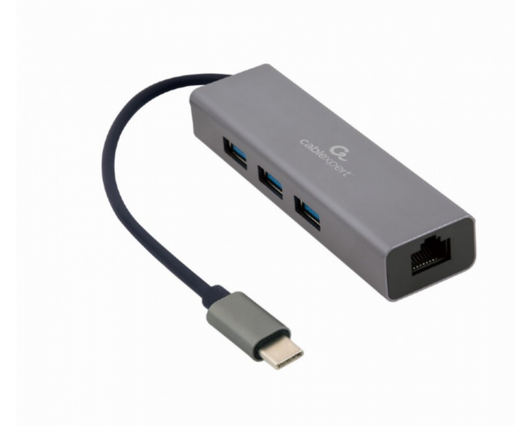 ADAPTADOR DE RED GEMBIRD USB C GIGABIT CON CONCENTRADOR USB 31 DE 3 PUERTOS