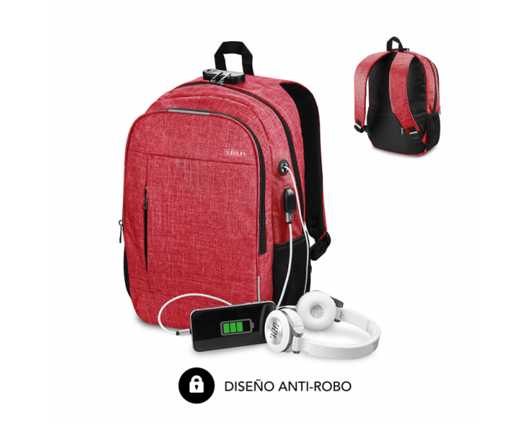 MOCHILA SUBBLIM URBAN LOCK BACKPACK 16 RED