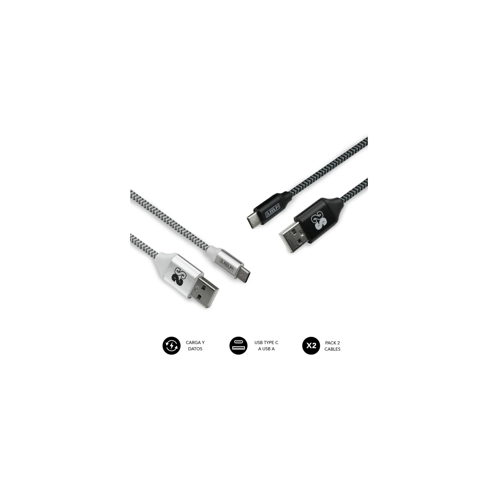 CABLE SUBBLIM 2X PREMIUM TYPE C A 30 1M ALU BLACK SILVER