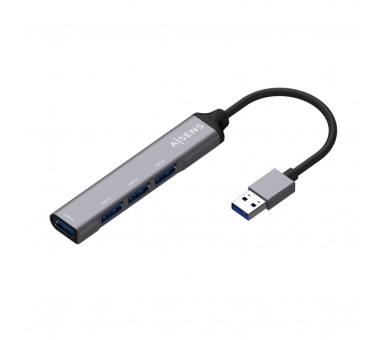 HUB AISENS USB 30 ALUMINIO TIPO A M 4XTIPO A H 10CM GRIS