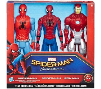 Blister 3 Figuras Titan Hero Series Spiderman Marvel 30Cm