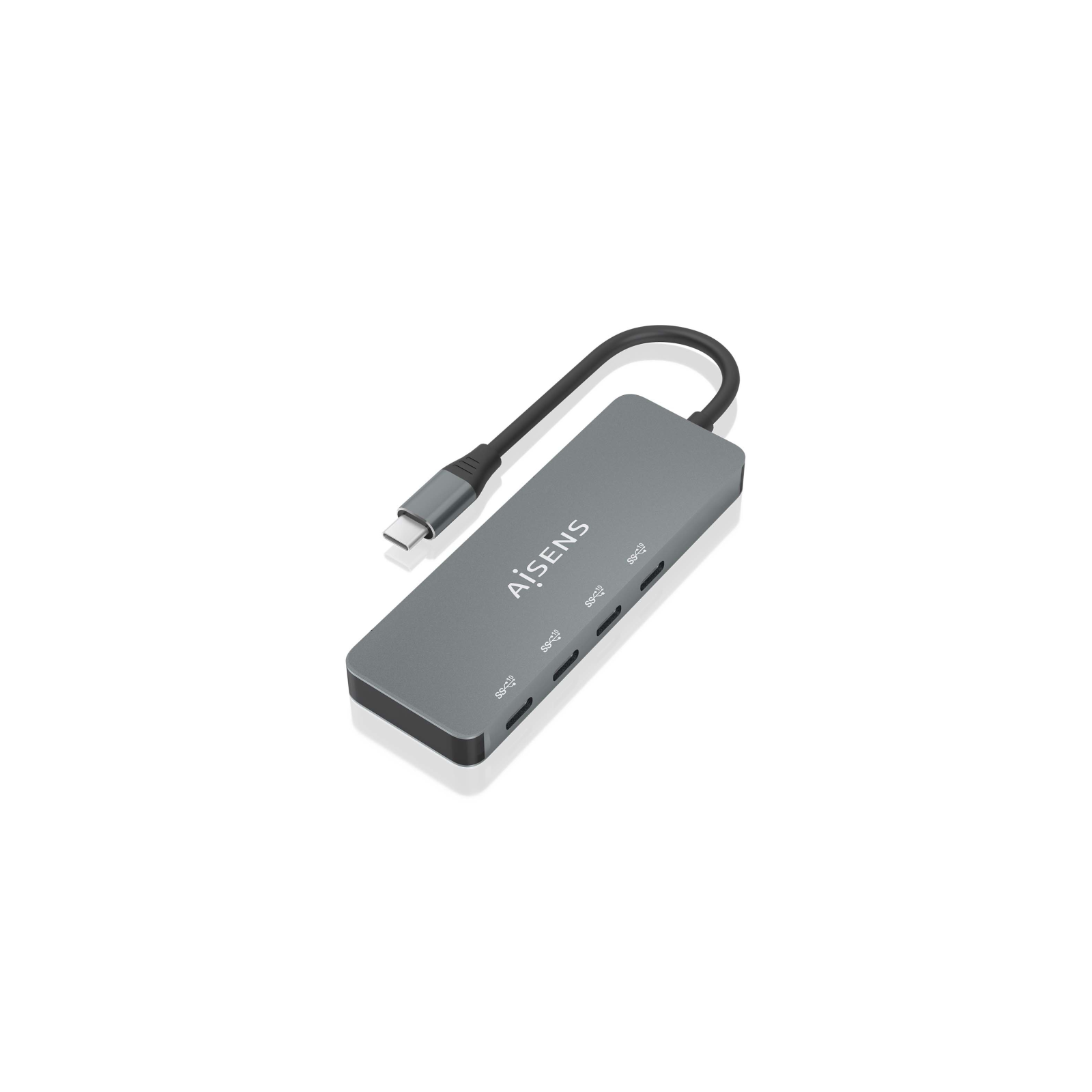 HUB AISENS USB 32 GEN2 10G USB C M 4XUSB C H 15CM GRIS