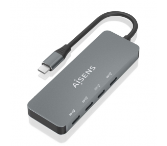 HUB AISENS USB 32 GEN2 10G USB C M 4XUSB C H 15CM GRIS