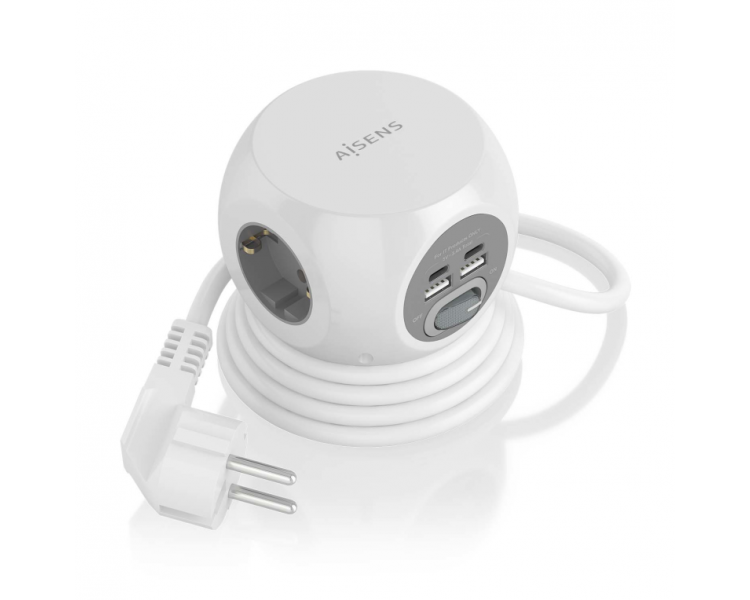 REGLETA ENCHUFES AISENS 3 TOMAS 2XUSB C 2XUSB A 14M BLANCO