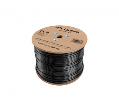 BOBINA CABLE RED LANBERG EXTERIOR UTP RJ45 CAT5E SOLIDO CU AWG24 305M NEGRO