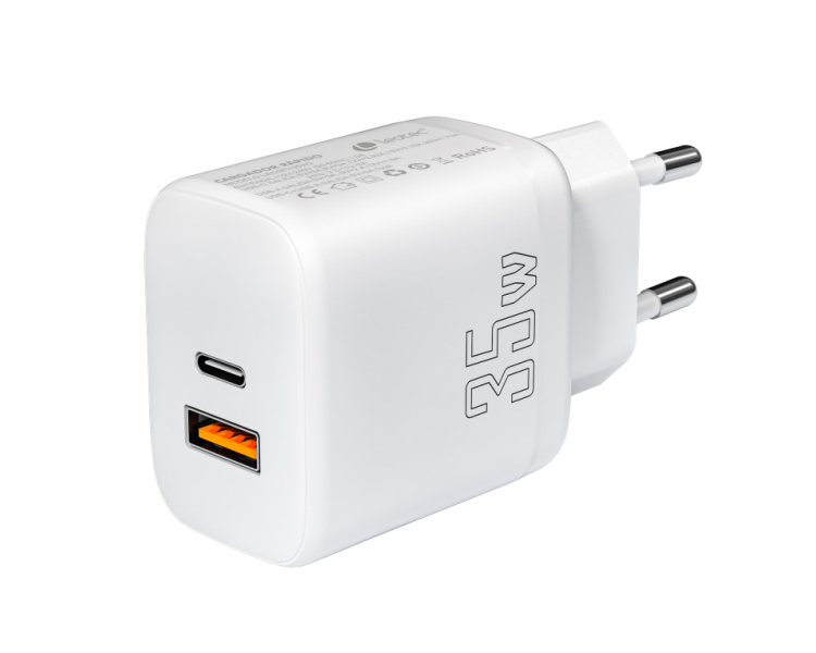 CARGADOR LEOTEC 35W 1 USB C PD1 USB A NEGRO COMPATIBLE CON APPLE Y SAMSUNG