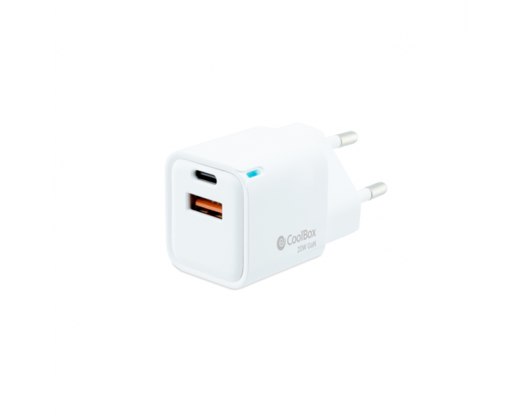 CARGADOR COOLBOX GAN 20W USB C USB A PARED