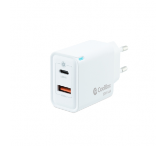 CARGADOR COOLBOX GAN 30W USB C USB A PARED