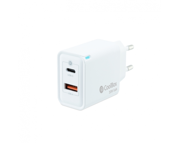 CARGADOR COOLBOX GAN 30W USB C USB A PARED