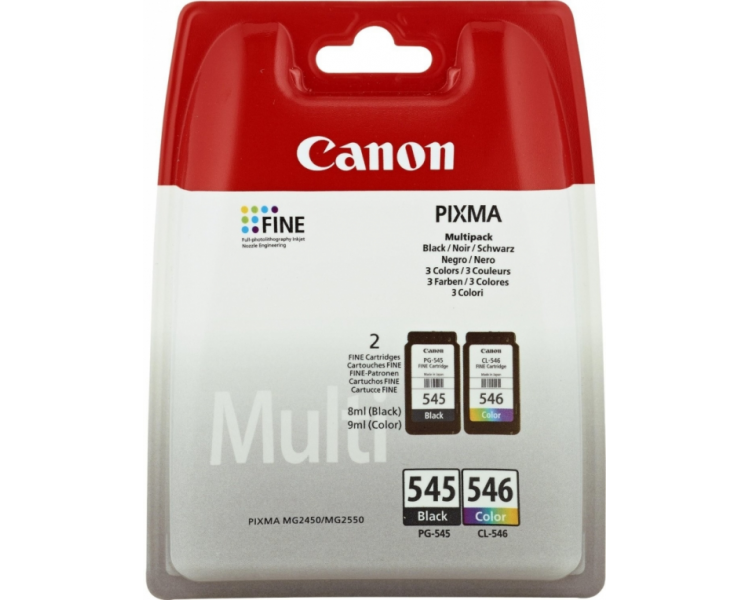 MULTIPACK CANON PG 545 XL CL 546XL PAPEL 50 HOJAS