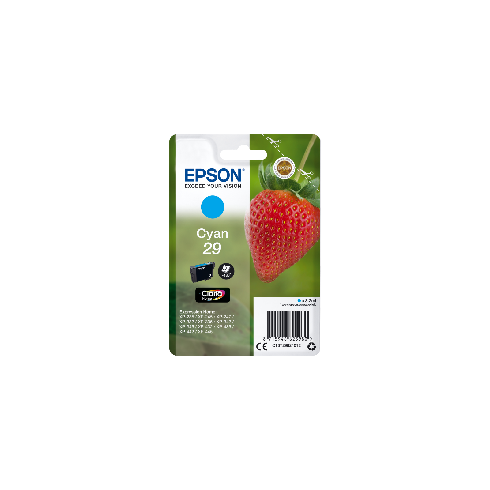 TINTA EPSON CLARIA 29 CIAN XP235 XP332 XP335 XP432 XP435