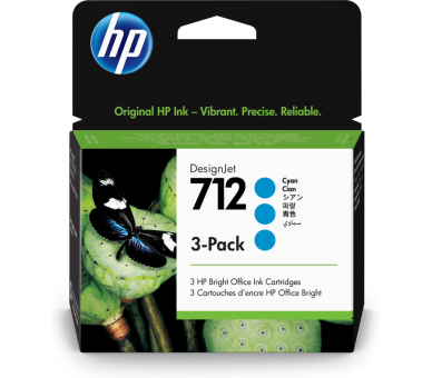 TINTA HP 712 PACK 3 CIAN