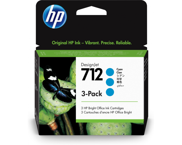 TINTA HP 712 PACK 3 CIAN