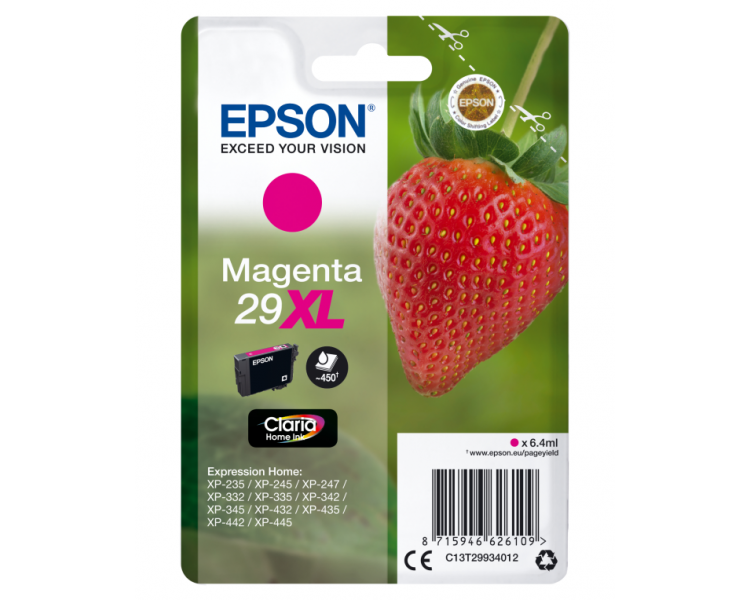 TINTA EPSON CLARIA 29XL MAGENTA XP235 XP332 XP335 XP432 XP435