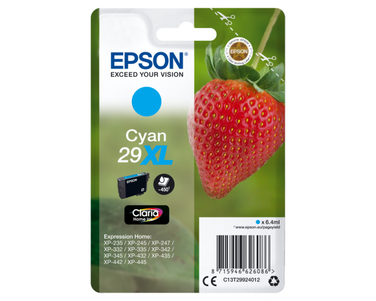 TINTA EPSON CLARIA 29XL CIAN XP235 XP332 XP335 XP432 XP435