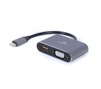 ADAPTADOR DE PANTALLA GEMBIRD USB TIPO C A HDMI VGA GRIS ESPACIAL