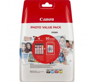 TINTA CANON CLI581 PACK DE 4 50 HOJAS DE PAPEL FOTOGRAFICO