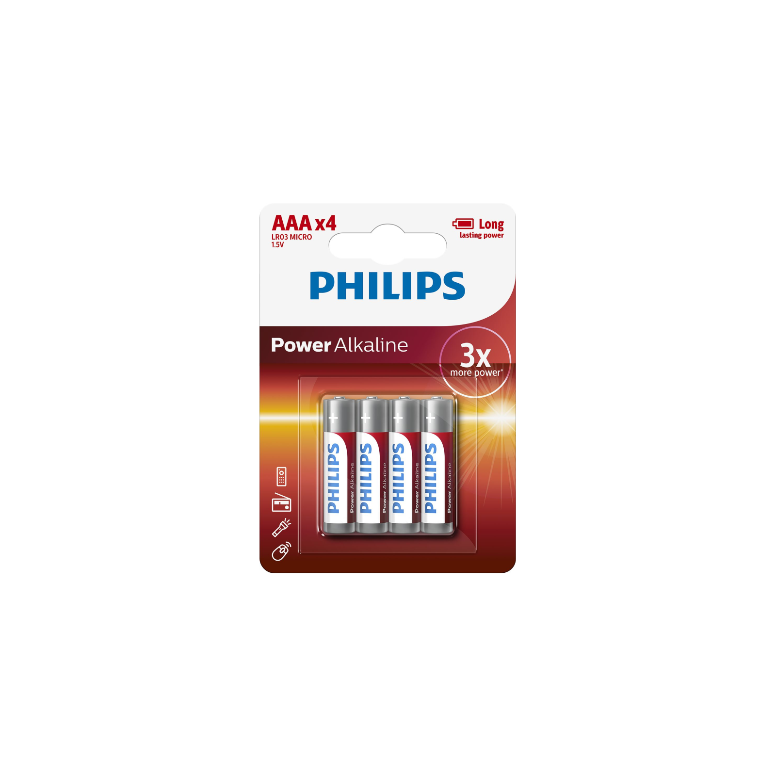 PACK DE 4 PILAS AAA PHILIPS LR03P4B 10 15V ALCALINAS