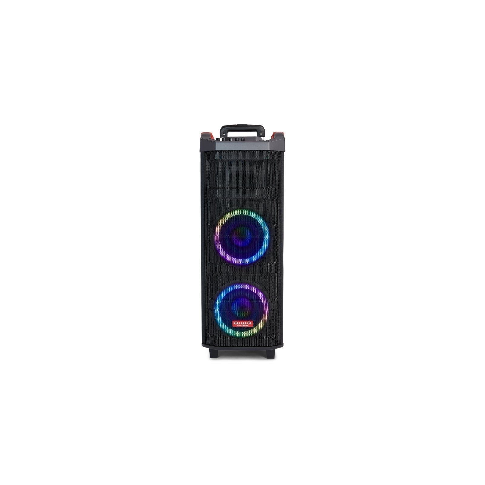 ph2ALTAVOZ AIWA FIRE KBTUS 608MKII h2Con iluminacion de altavoz de alta potencia y RGBbrCon ruedas de goma para facilitar el tr