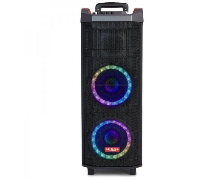 ph2ALTAVOZ AIWA FIRE KBTUS 608MKII h2Con iluminacion de altavoz de alta potencia y RGBbrCon ruedas de goma para facilitar el tr