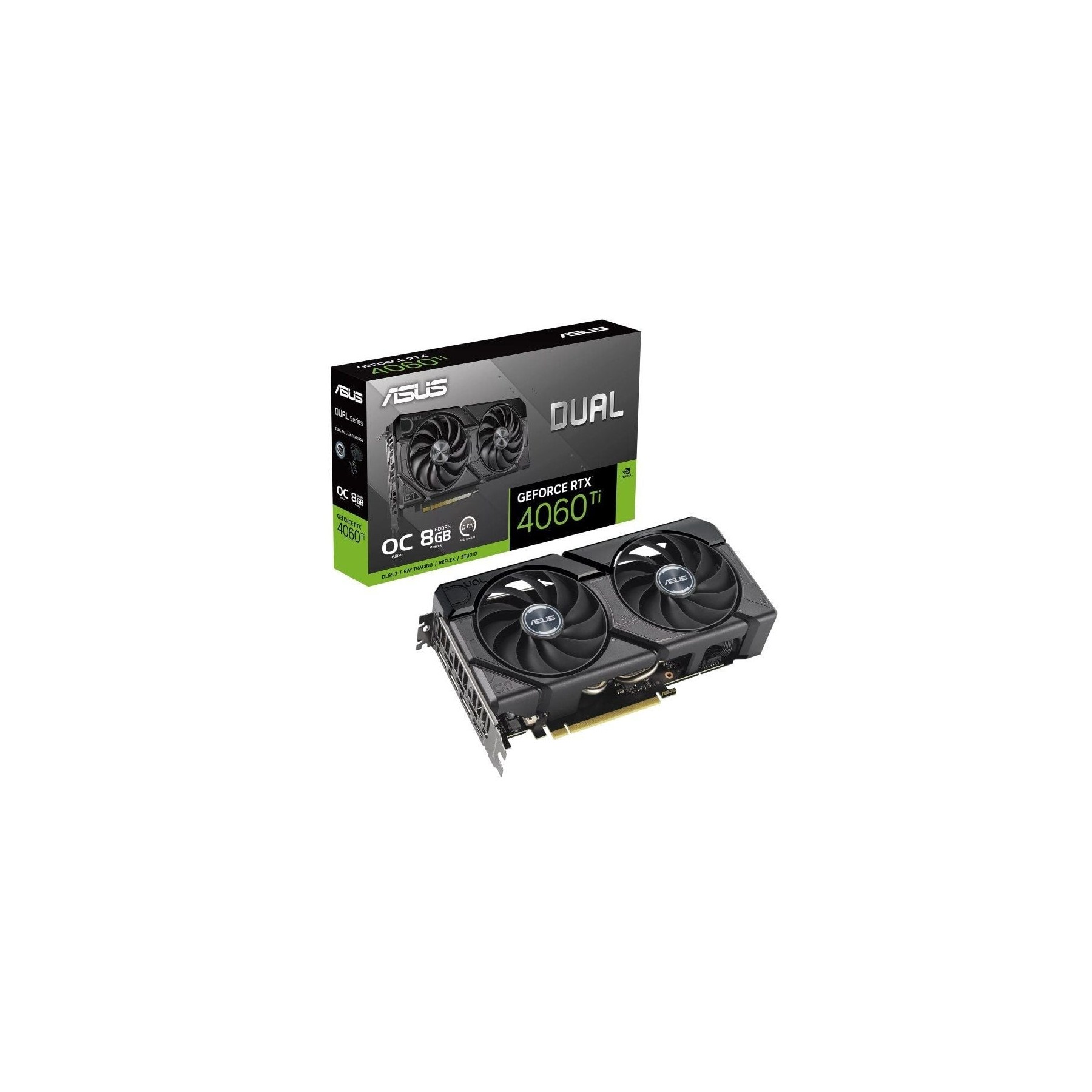 ph2ASUS Dual GeForce RTX8482 4060 Ti EVO OC Edition 8GB GDDR6 esta disenada para una amplia compatibilidad con diseno de ventil