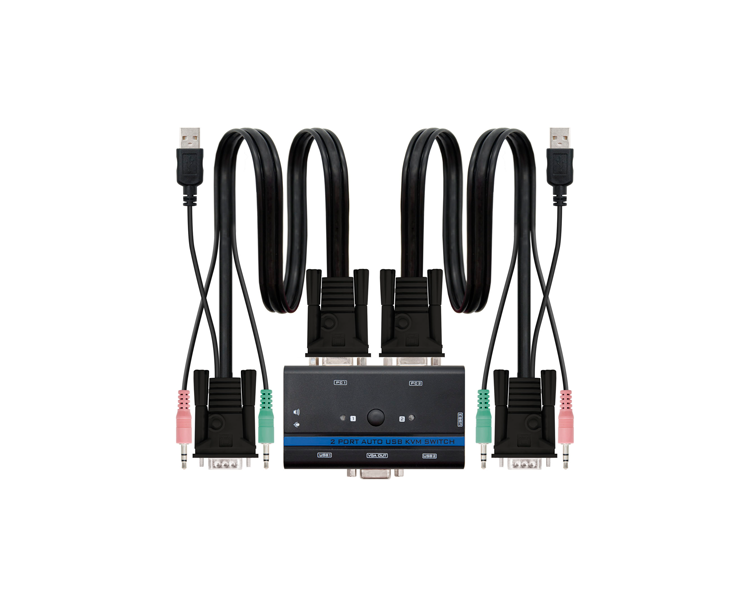 CONMUTADOR KVM VGA USB NANOCABLE CABLE NEGRO