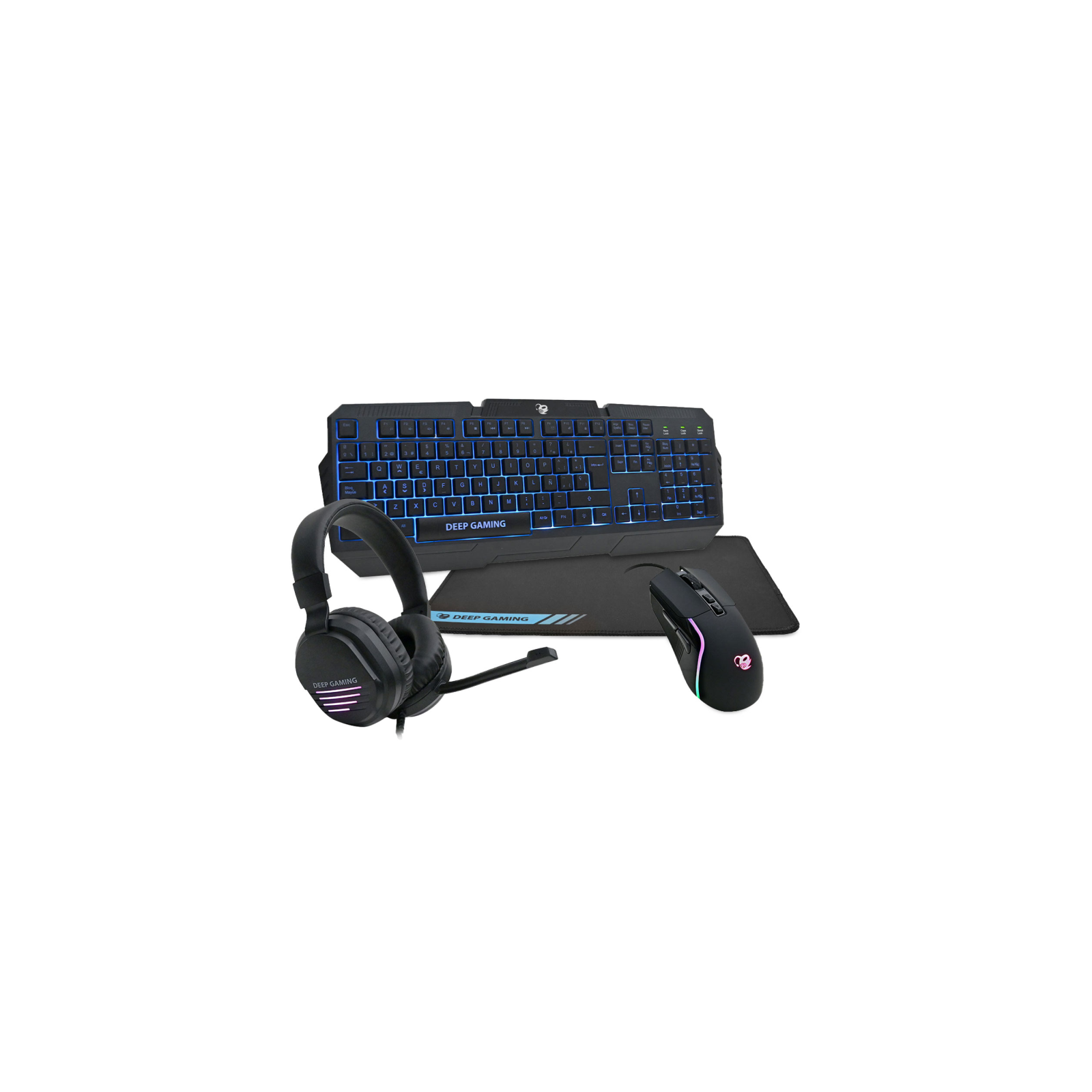 PACK GAMING DEEPX WING2 SETUP 4 EN 1 TECLADORATONAURICULARES MICROALFOMBRILLA