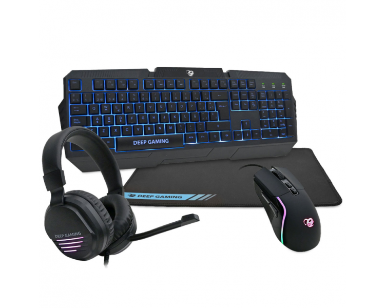 PACK GAMING DEEPX WING2 SETUP 4 EN 1 TECLADORATONAURICULARES MICROALFOMBRILLA