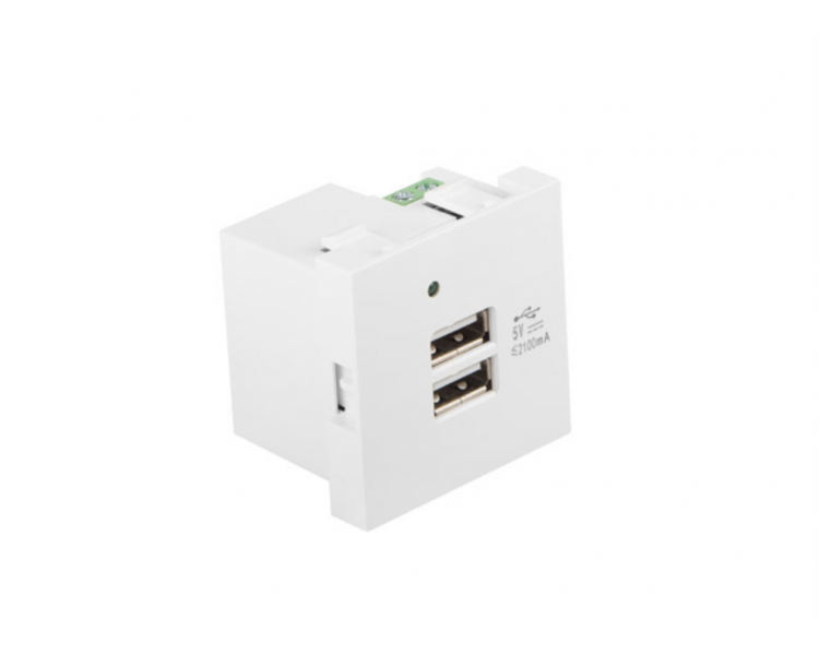 ROSETA PARED LANBERG 230V 2 X USB 5V 21A BLANCO