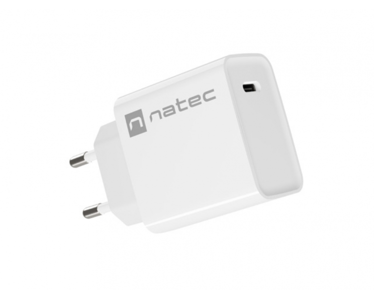 CARGADOR NATEC RIBERA 20W 1XUSB C PD30 QC30 BLANCO