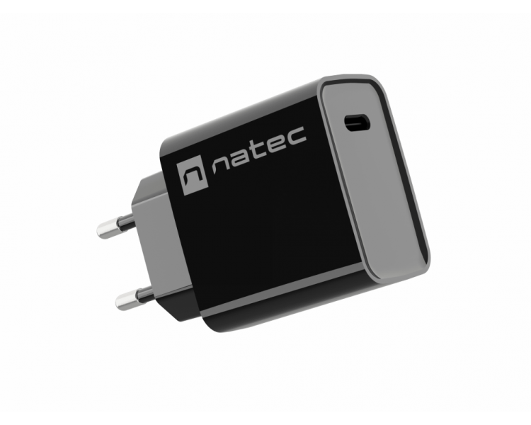 CARGADOR NATEC RIBERA 20W 1XUSB C PD30 QC30 NEGRO