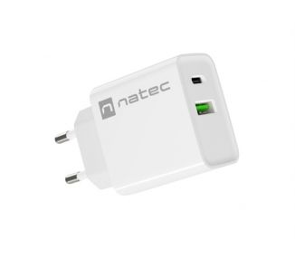 CARGADOR NATEC RIBERA 20W 1XUSB A 1XUSB C PD30 QC30 BLANCO